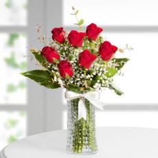 7 Kırmızı Gül Çiçek Aranjmanı