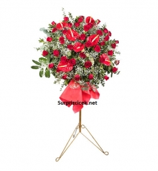 Kırmızı Antoryum Ferforje Çiçek Aranjmanı